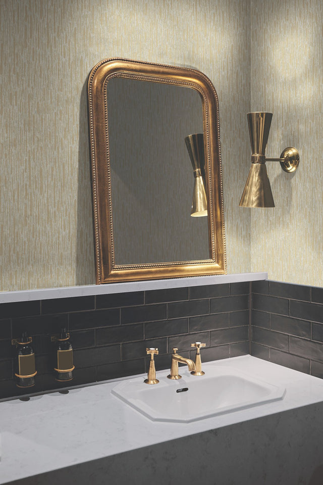 Metallic Cascade Neutrals & Gold Wallpaper with Metallic Textured Brushstroke Pattern - York MD7152