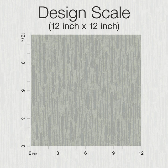 Metallic Cascade Pale Green & Silver Wallpaper with Metallic Textured Vertical Brushstroke Stria - York MD7153