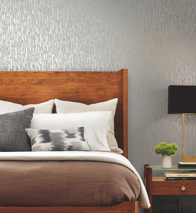 Metallic Cascade Spa & Silver Wallpaper with Metallic Textured Stria - York MD7154