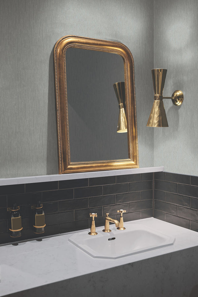Metallic Cascade Spa & Silver Wallpaper with Metallic Textured Stria - York MD7154