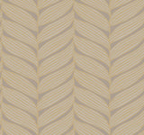 Luminous Leaves Grey & Gold Wallpaper with Metallic Tropical Leaf Motif - York MD7164