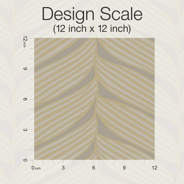 Luminous Leaves Grey & Gold Wallpaper with Metallic Tropical Leaf Motif - York MD7164