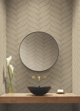 Luminous Leaves Grey & Gold Wallpaper with Metallic Tropical Leaf Motif - York MD7164