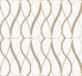 Graceful Geo Cream & Gold Wallpaper with Metallic Geometric Motif - York MD7171