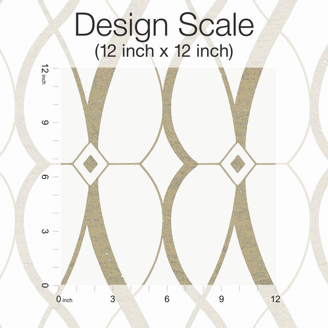 Graceful Geo Cream & Gold Wallpaper with Metallic Geometric Motif - York MD7171