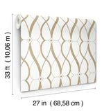 Graceful Geo Cream & Gold Wallpaper with Metallic Geometric Motif - York MD7171