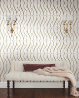 Graceful Geo Cream & Gold Wallpaper with Metallic Geometric Motif - York MD7171