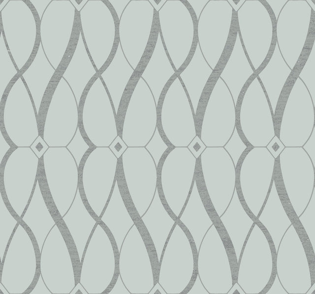 Graceful Geo Spa & Silver Wallpaper with Metallic Geometric Pattern - York MD7172