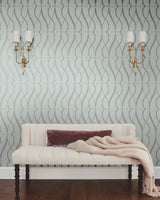 Graceful Geo Spa & Silver Wallpaper with Metallic Geometric Pattern - York MD7172