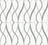 Graceful Geo White & Silver Wallpaper with Metallic Geometric Motif - York MD7173