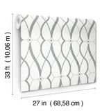 Graceful Geo White & Silver Wallpaper with Metallic Geometric Motif - York MD7173