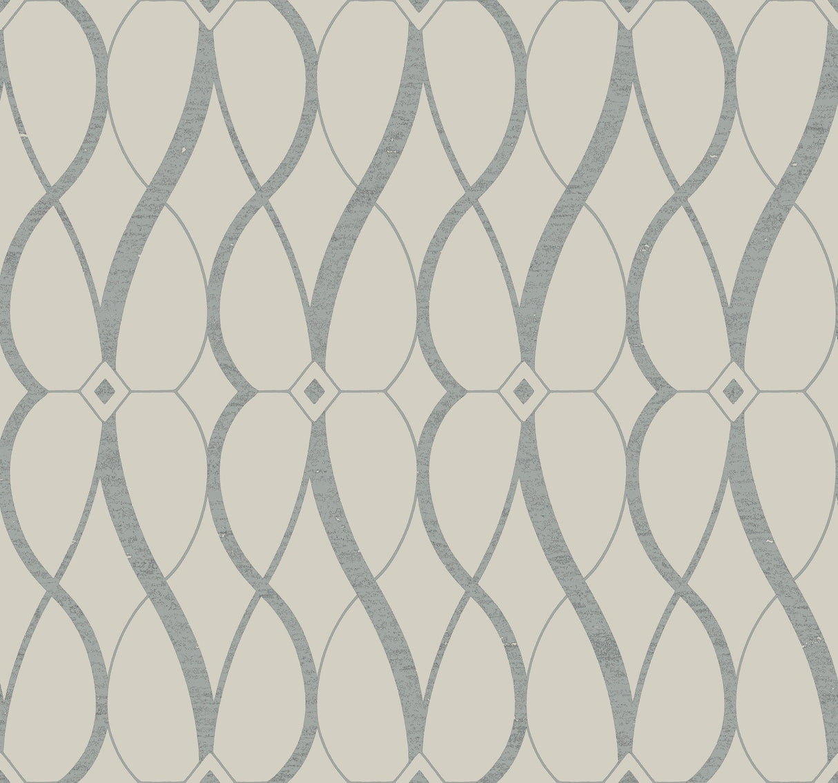 Graceful Geo Beige & Silver Wallpaper with Metallic Geometric Pattern - York MD7175