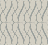 Graceful Geo Beige & Silver Wallpaper with Metallic Geometric Pattern - York MD7175