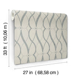 Graceful Geo Beige & Silver Wallpaper with Metallic Geometric Pattern - York MD7175