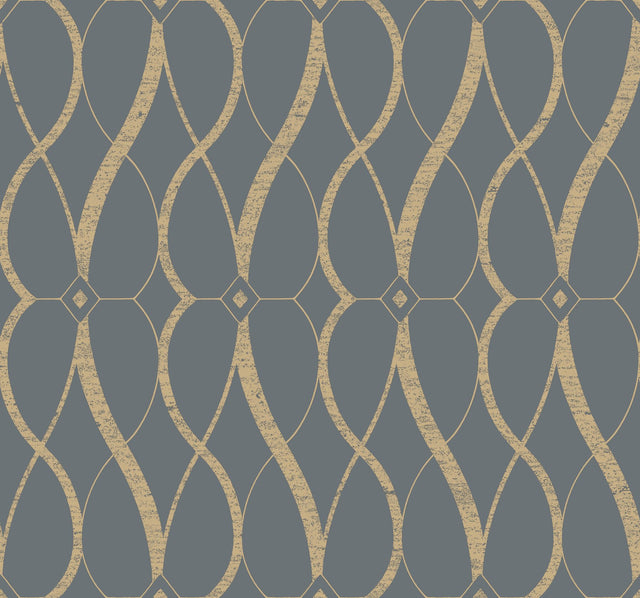 Graceful Geo Smoke & Gold Geometric Wallpaper with Metallic Finish - York MD7176
