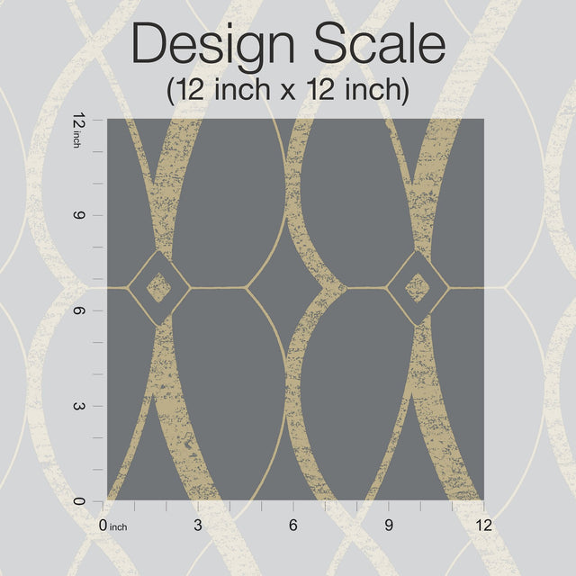 Graceful Geo Smoke & Gold Geometric Wallpaper with Metallic Finish - York MD7176