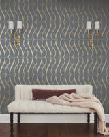 Graceful Geo Smoke & Gold Geometric Wallpaper with Metallic Finish - York MD7176