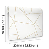 Nazca White & Gold Geometric Metallic Wallpaper - York MD7182