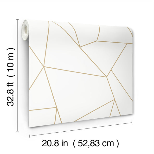 Nazca White & Gold Geometric Metallic Wallpaper - York MD7182
