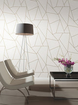 Nazca White & Gold Geometric Metallic Wallpaper - York MD7182