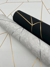 Nazca Neutral & Silver Geometric Metallic Wallpaper - York MD7183