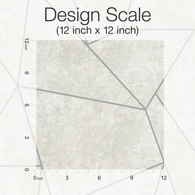 Nazca Neutral & Silver Geometric Metallic Wallpaper - York MD7183