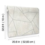 Nazca Neutral & Silver Geometric Metallic Wallpaper - York MD7183