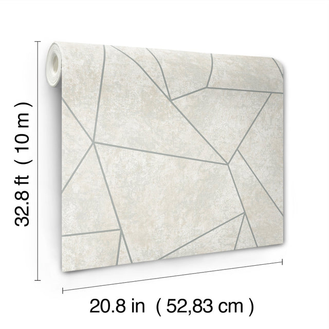 Nazca Neutral & Silver Geometric Metallic Wallpaper - York MD7183