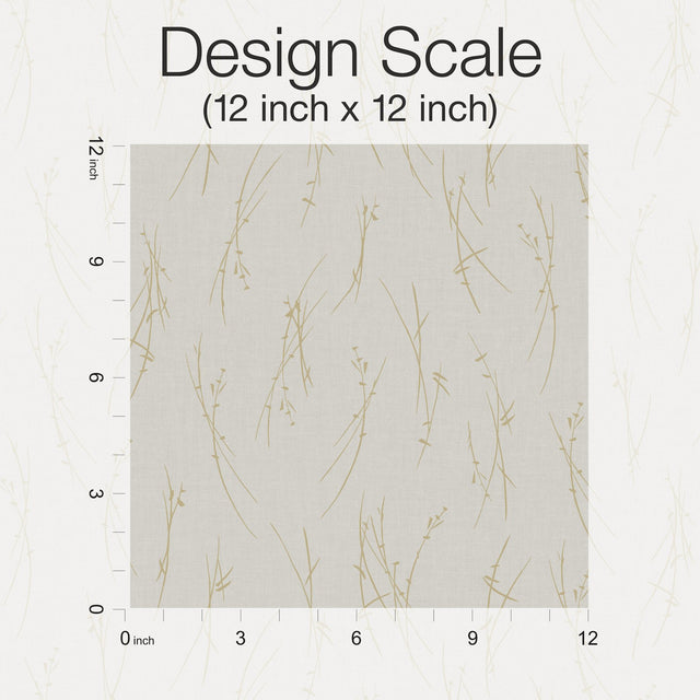 Sprigs Light Grey & Gold Botanical Metallic Non Woven Wallpaper - York MD7191