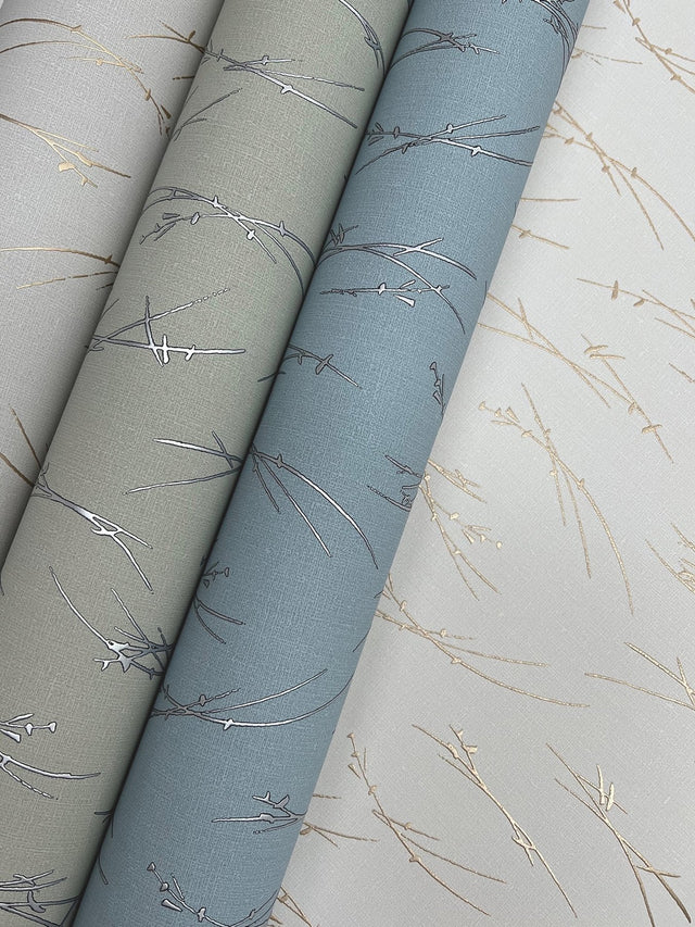 Sprigs Cream & Gold Wallpaper with Metallic Botanical Sprigs - York MD7192