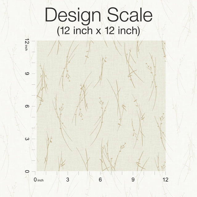 Sprigs Cream & Gold Wallpaper with Metallic Botanical Sprigs - York MD7192