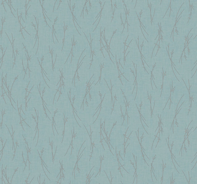 Sprigs Smokey Blue & Silver Wallpaper with Metallic Botanical Sprigs - York MD7193