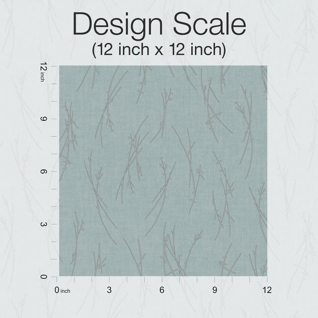 Sprigs Smokey Blue & Silver Wallpaper with Metallic Botanical Sprigs - York MD7193