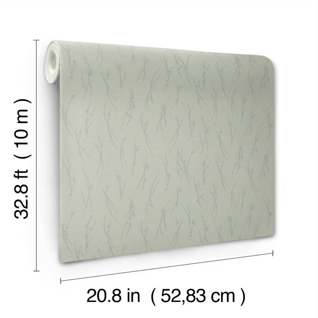 Sprigs Eucalyptus & Silver Botanical Metallic Wallpaper - York MD7194