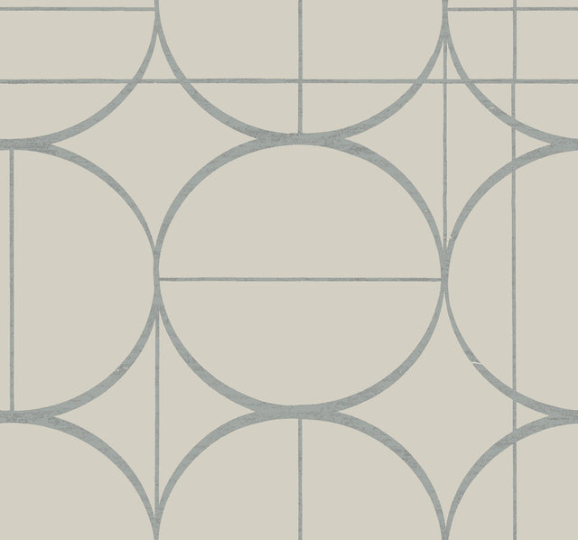 Sun Circles Taupe & Silver Geometric Metallic Non Woven Wallpaper - York MD7201
