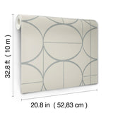 Sun Circles Taupe & Silver Geometric Metallic Non Woven Wallpaper - York MD7201
