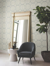 Sun Circles Taupe & Silver Geometric Metallic Non Woven Wallpaper - York MD7201