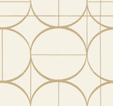 Sun Circles Cream & Gold Geometric Metallic Wallpaper - York MD7202