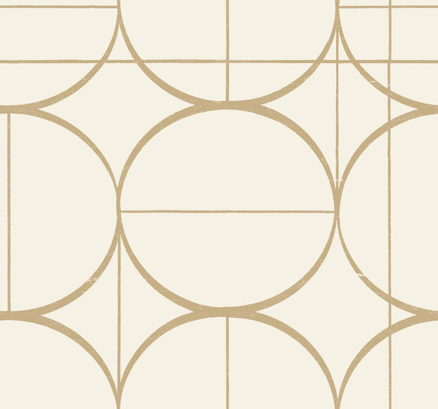Sun Circles Cream & Gold Geometric Metallic Wallpaper - York MD7202