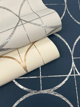 Sun Circles Cream & Gold Geometric Metallic Wallpaper - York MD7202