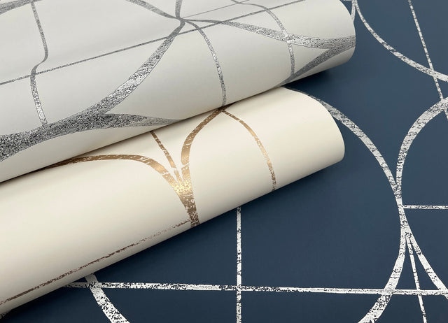 Sun Circles Cream & Gold Geometric Metallic Wallpaper - York MD7202
