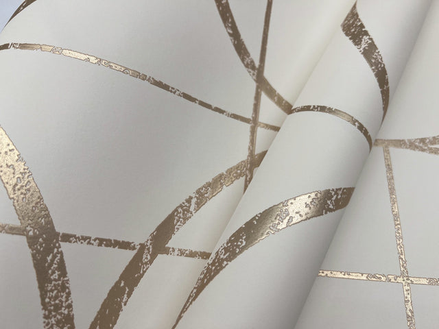 Sun Circles Cream & Gold Geometric Metallic Wallpaper - York MD7202