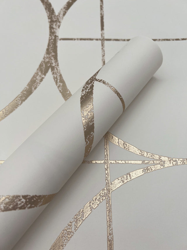 Sun Circles Cream & Gold Geometric Metallic Wallpaper - York MD7202