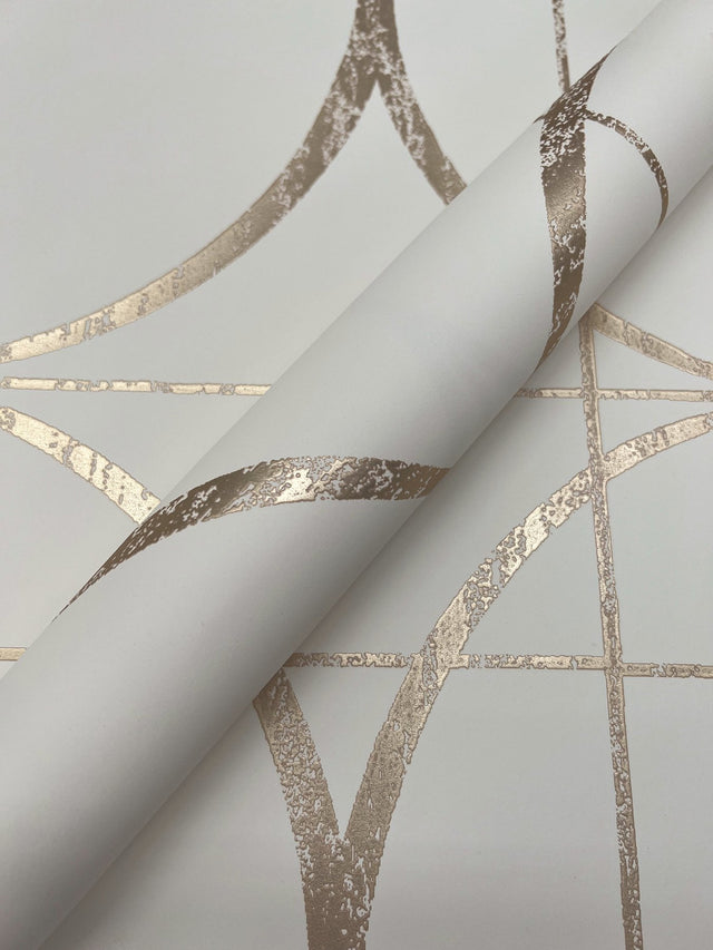 Sun Circles Cream & Gold Geometric Metallic Wallpaper - York MD7202