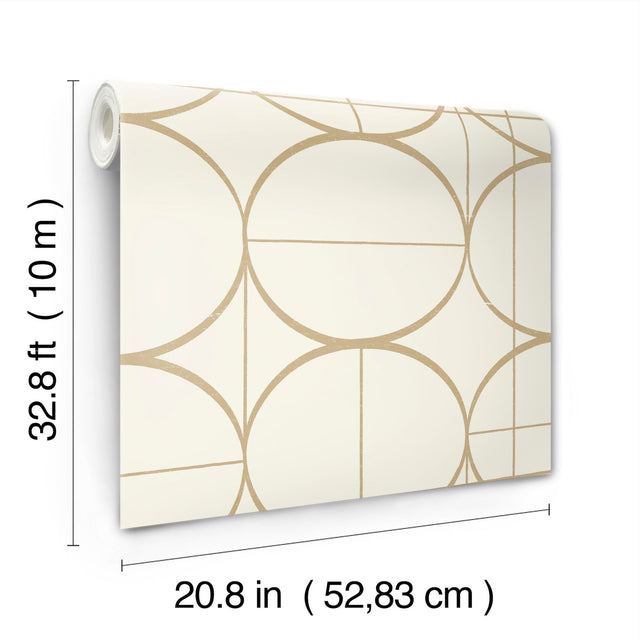 Sun Circles Cream & Gold Geometric Metallic Wallpaper - York MD7202