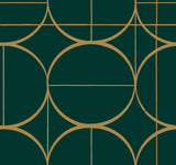 Sun Circles Emerald & Gold Geometric Metallic Non Woven Wallpaper - York MD7203