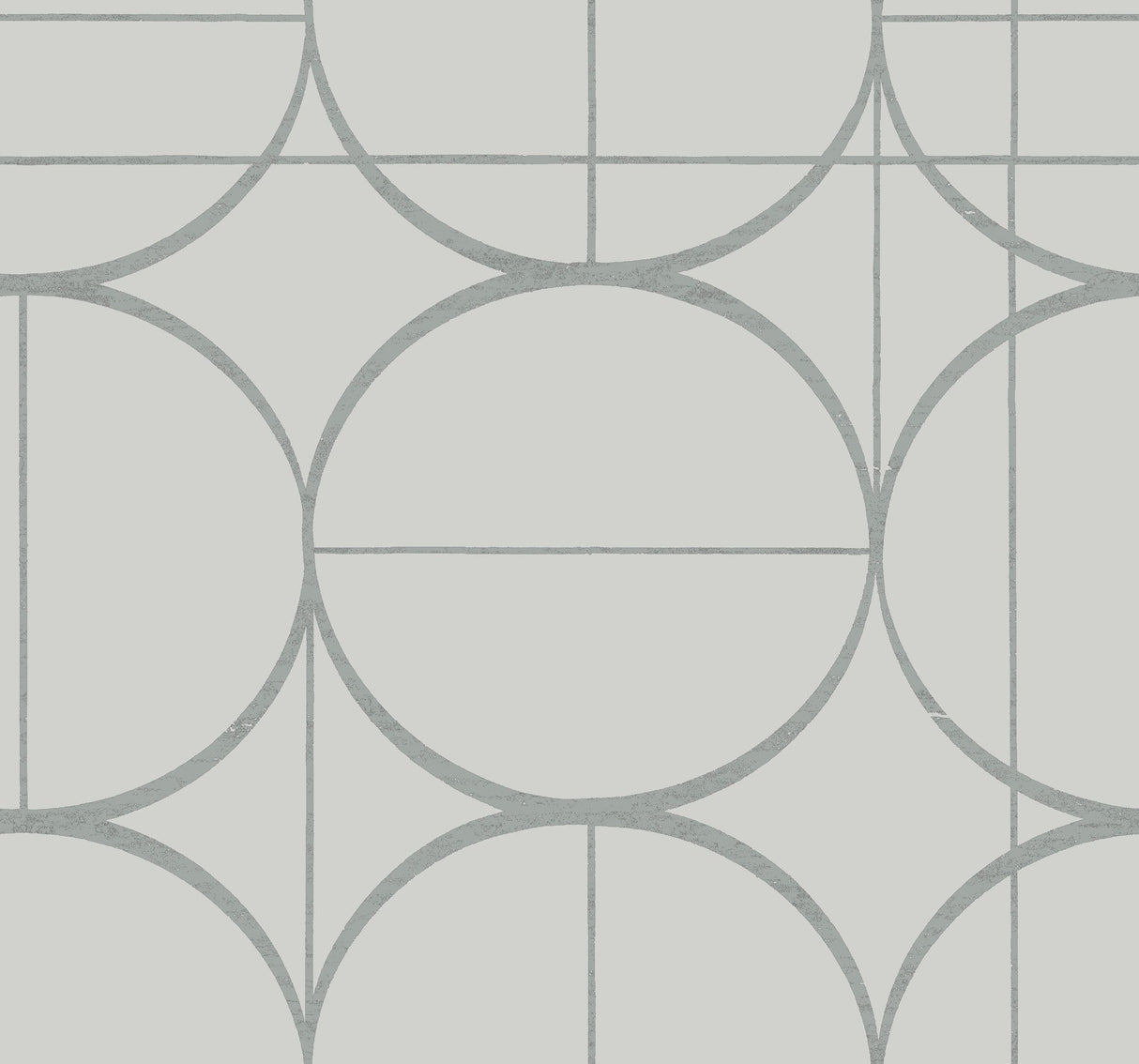 Sun Circles Fog & Silver Geometric Metallic Non Woven Wallpaper - York MD7205