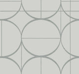 Sun Circles Fog & Silver Geometric Metallic Non Woven Wallpaper - York MD7205