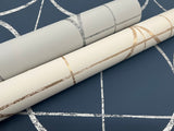 Sun Circles Fog & Silver Geometric Metallic Non Woven Wallpaper - York MD7205