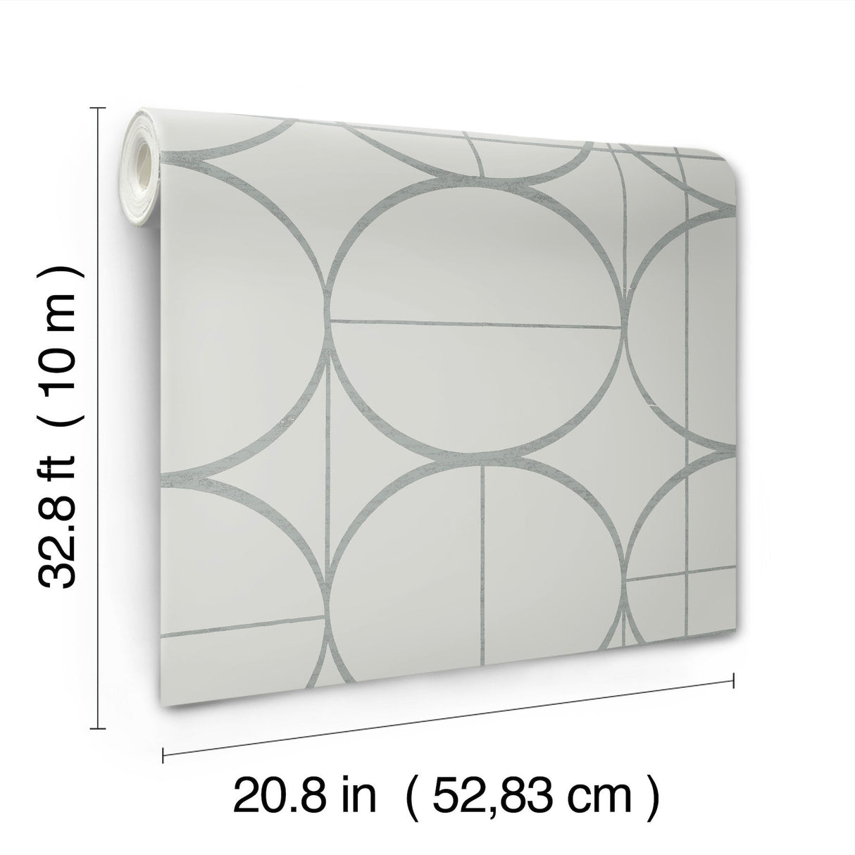 Sun Circles Fog & Silver Geometric Metallic Non Woven Wallpaper - York MD7205